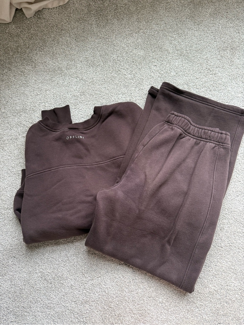aerie Wide Leg Sweatpants Set in Dark Brown